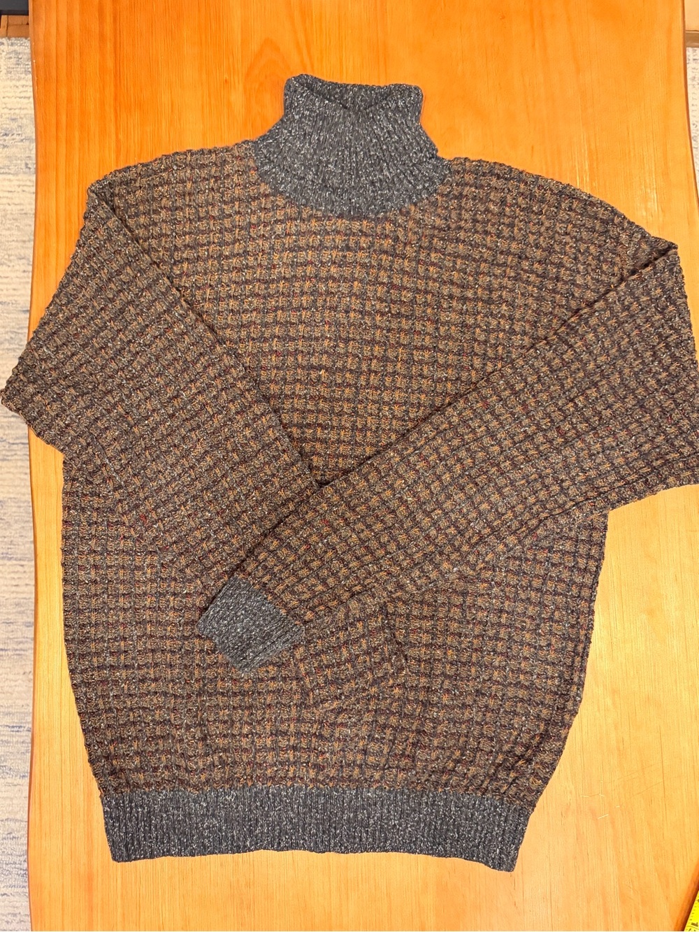 Men's Brown Turtleneck Textured Sweater